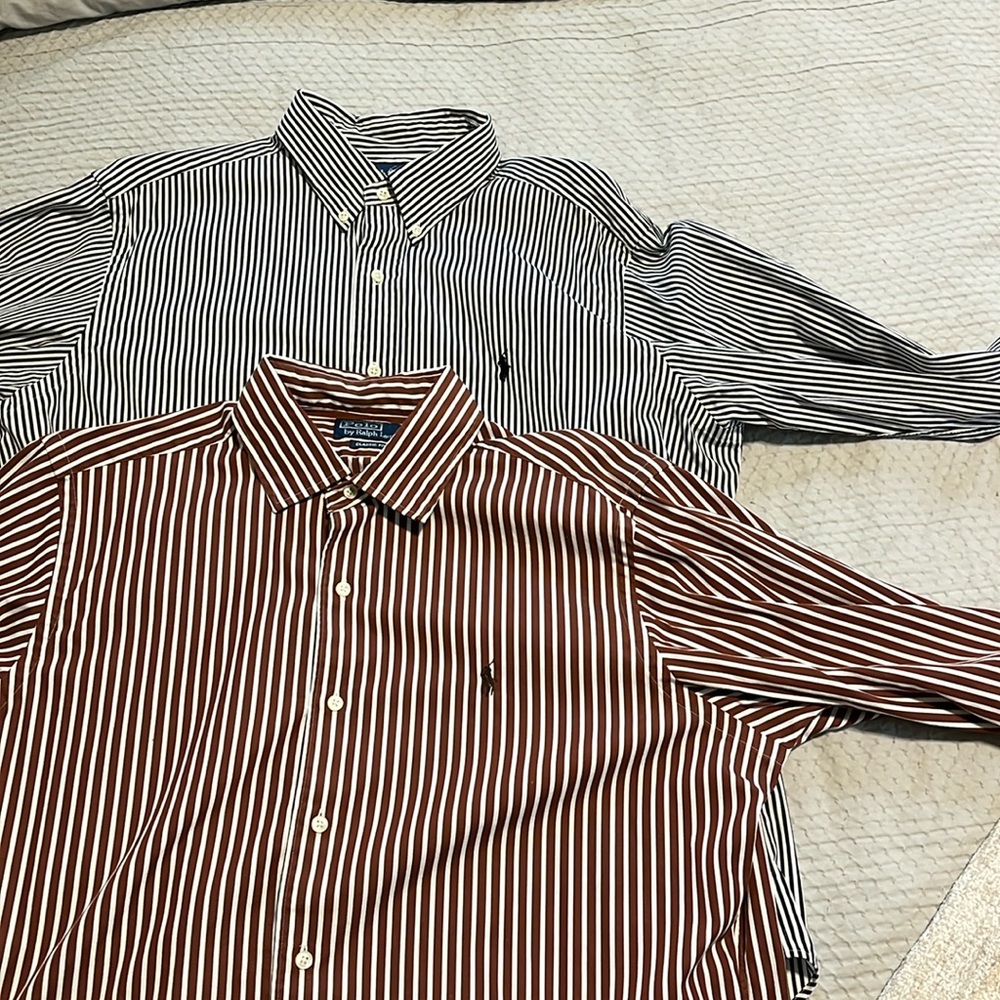 2 men’s Polo button up shirts. Large